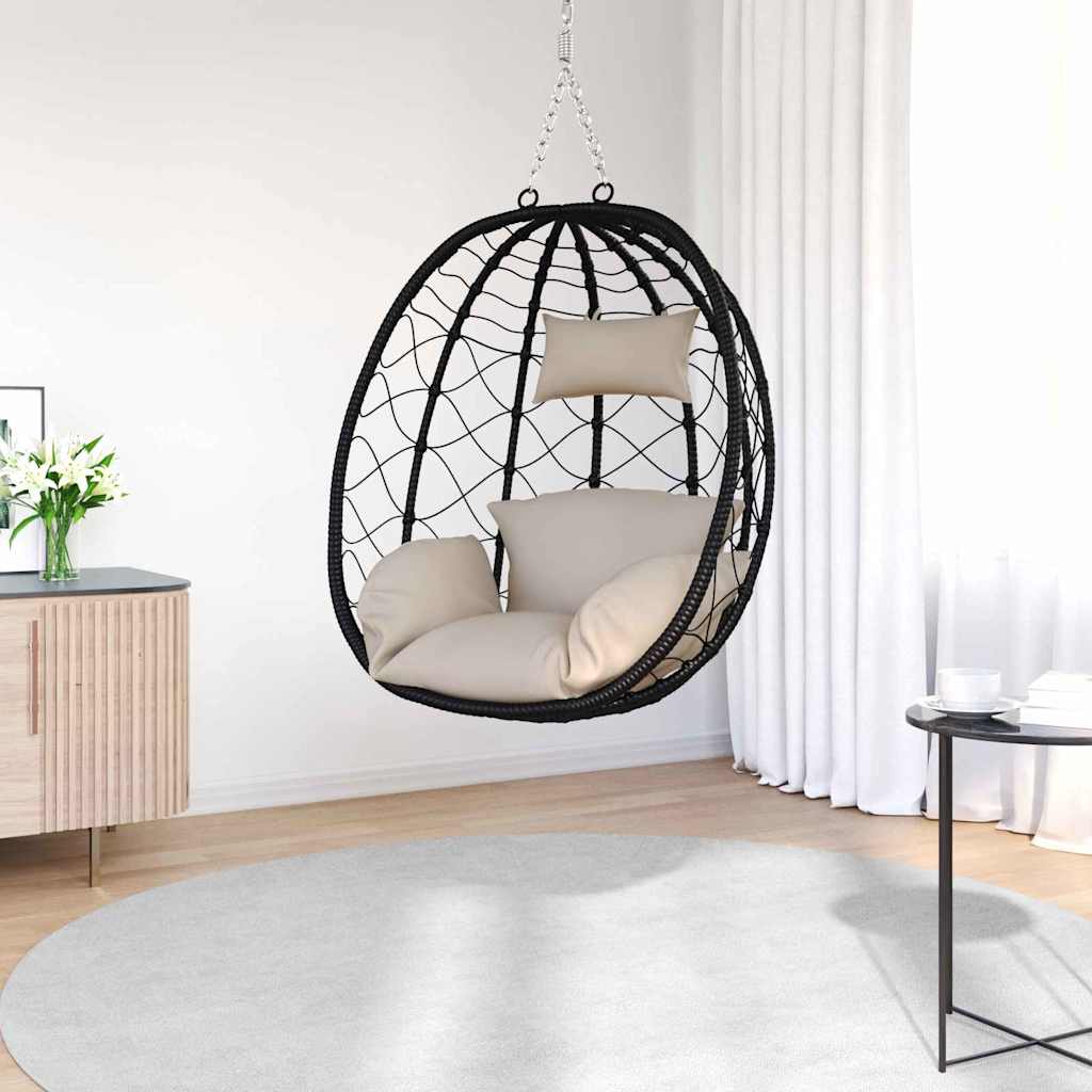 Hängendes Ei-Stuhl Taupe 91.5 x 60 x 110 cm Poly-Rattan