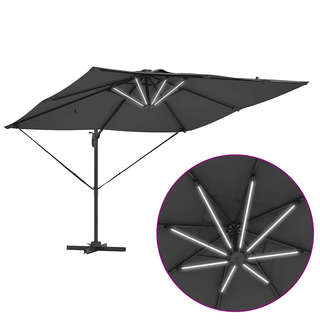 Sonnenschirm mit LED-Lichtleisten Anthrazit 286 x 284 x 270 cm