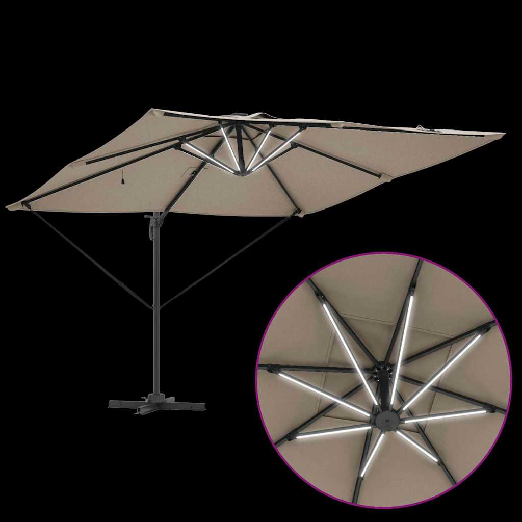 Sonnenschirm Taupe 286 x 284 x 270 cm Aluminium und Polyester