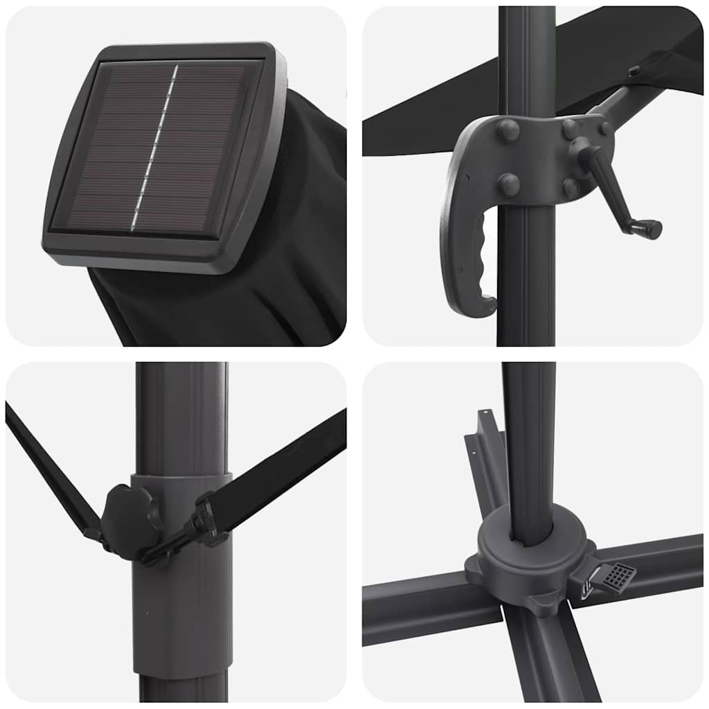 Sonnenschirm Schwarz 286 x 284 x 270 cm Aluminium und Polyester