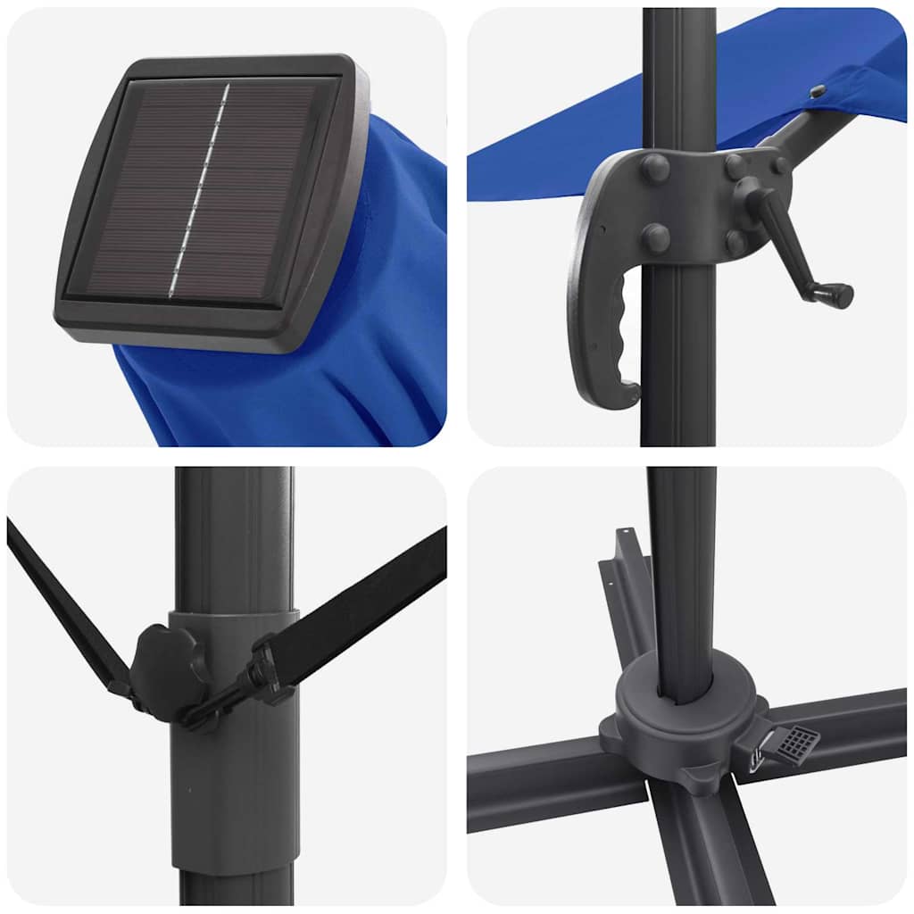 Sonnenschirm mit LED-Lichtleisten Azure Blau 286 x 284 x 270 cm