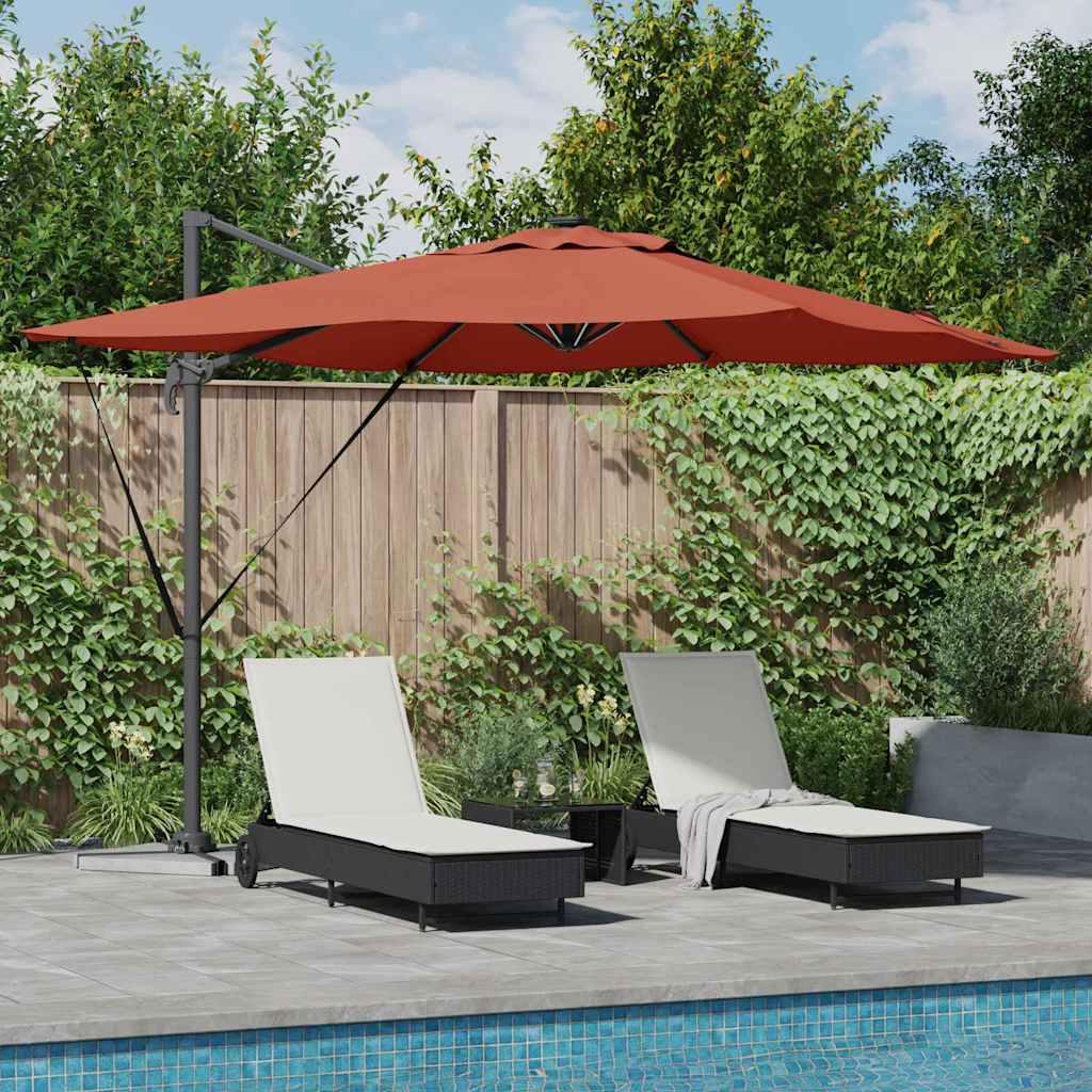 Sonnenschirm mit LED-Lichtleisten Terrakotta 286 x 284 x 270 cm