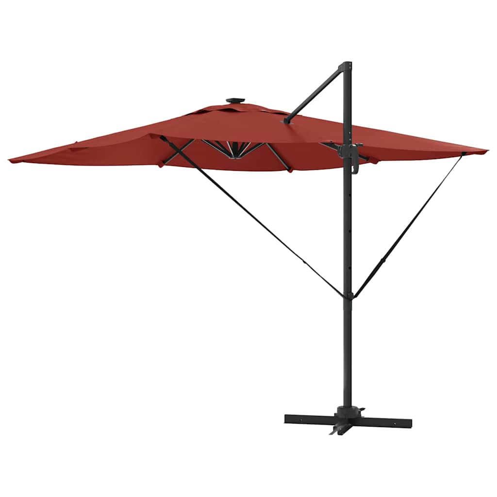 Sonnenschirm mit LED-Lichtleisten Terrakotta 286 x 284 x 270 cm
