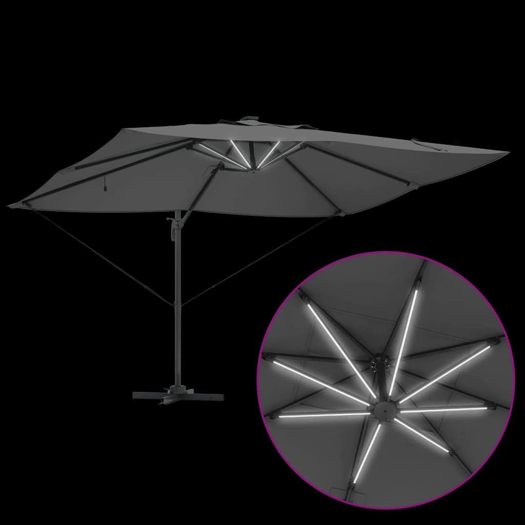 Sonnenschirm mit LED-Lichtleisten Anthrazit 352 x 251 x 265 cm