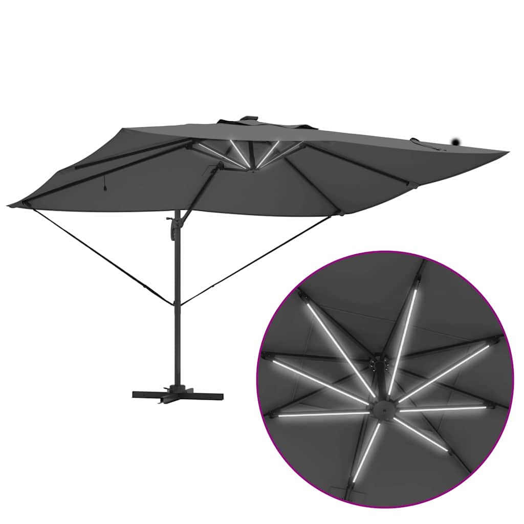 Sonnenschirm mit LED-Lichtleisten Anthrazit 352 x 251 x 265 cm