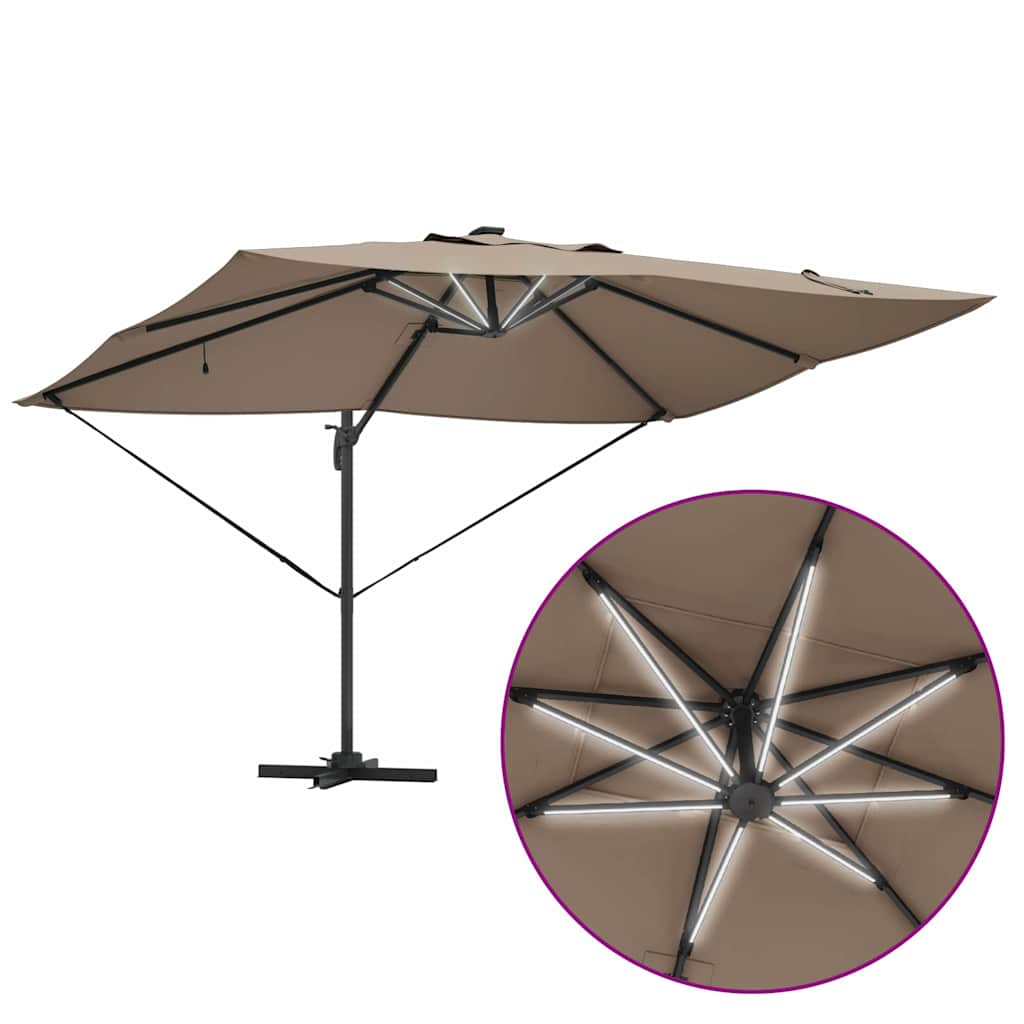 Sonnenschirm Taupe 352 x 251 x 265 cm Polyester und Aluminium
