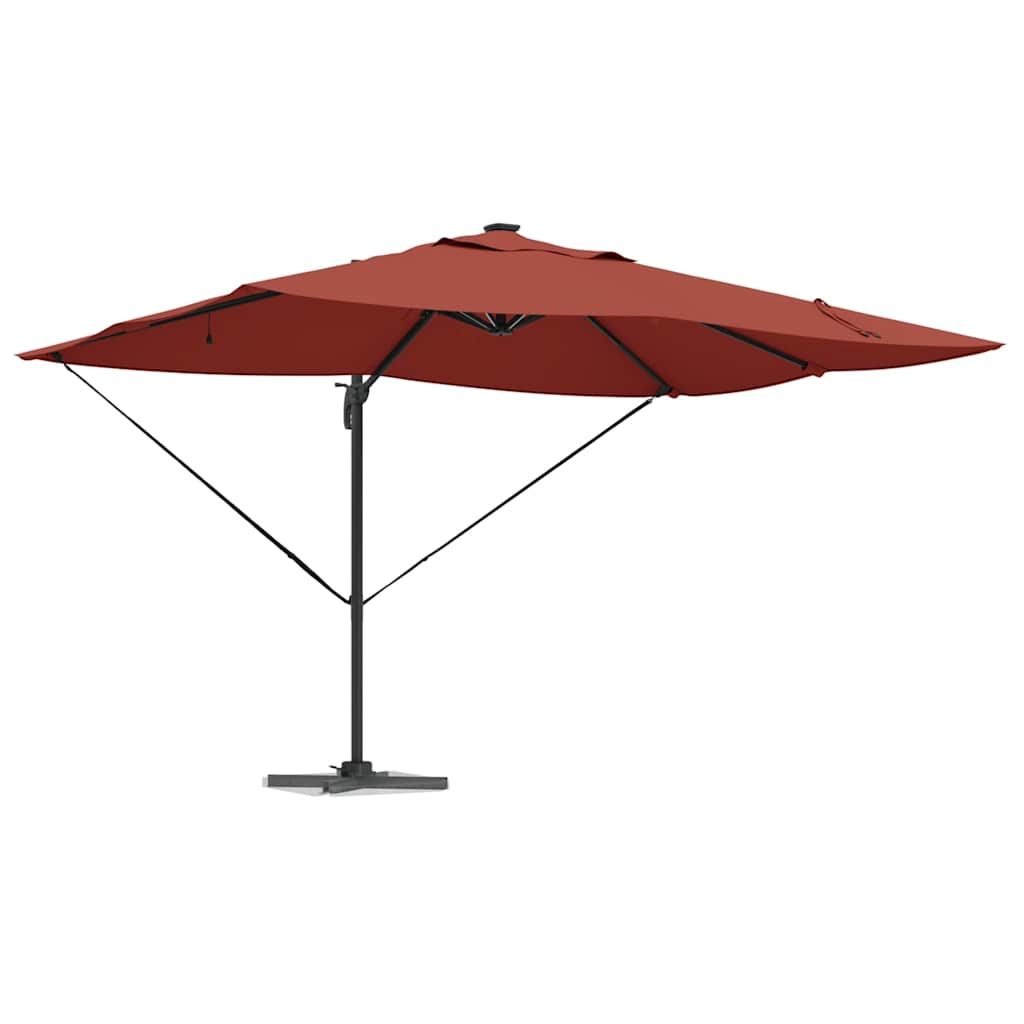 Sonnenschirm mit LED-Lichtleisten Terrakotta 352 x 251 x 265 cm