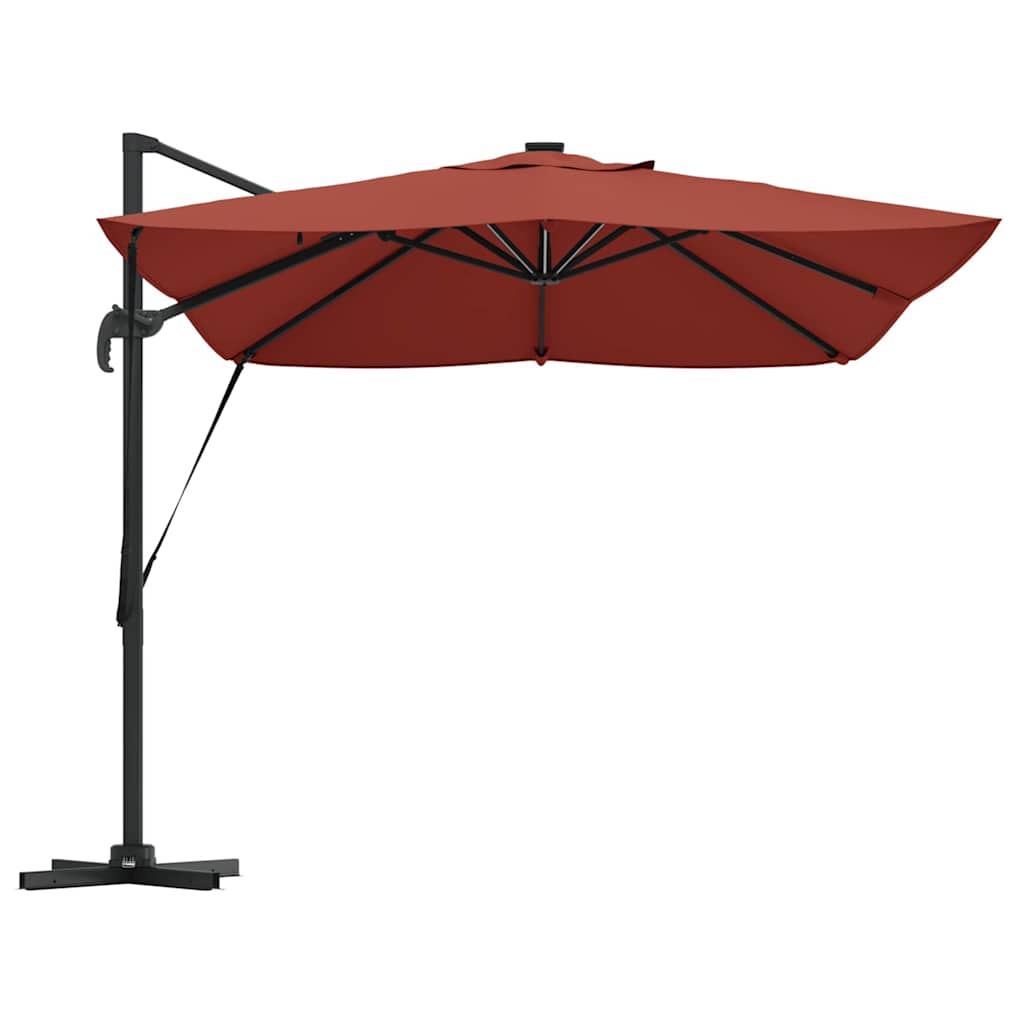 Sonnenschirm mit LED-Lichtleisten Terrakotta 352 x 251 x 265 cm