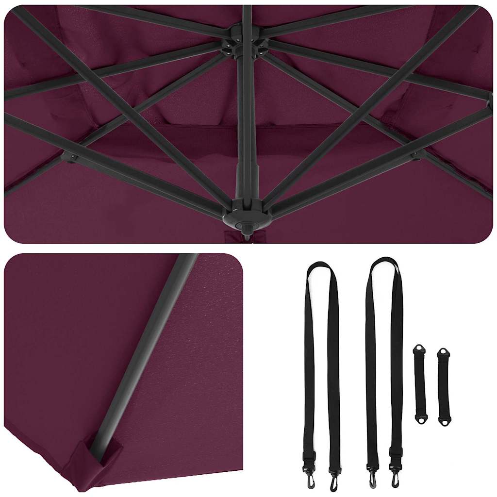 Roma Parasol Rot 286 x 284 x 265 cm Aluminium und Polyester