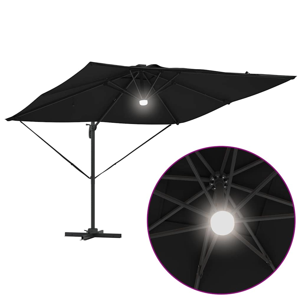 Roma Parasol Schwarz 286 x 284 x 270 cm Aluminium und Polyester