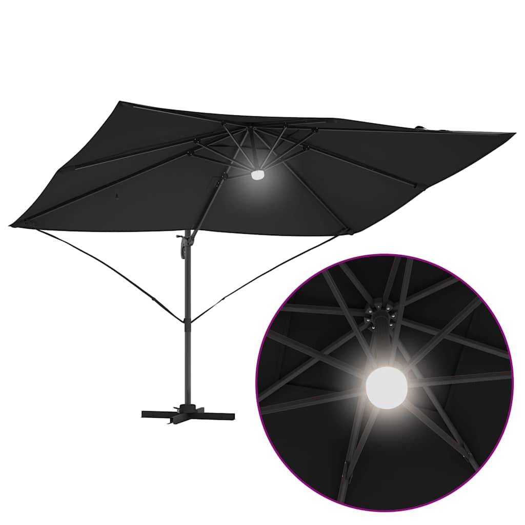 Sonnenschirm Schwarz 351 x 250 x 253 cm Polyester und Aluminium