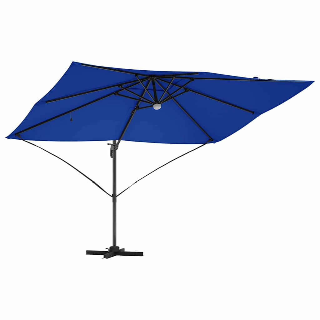 Sonnenschirm mit LED-Lichtleisten Azurblau 351 x 250 x 253 cm