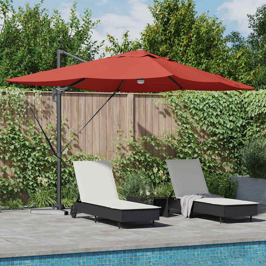 Sonnenschirm mit LED-Lichtleisten Terrakotta 351 x 250 x 253 cm