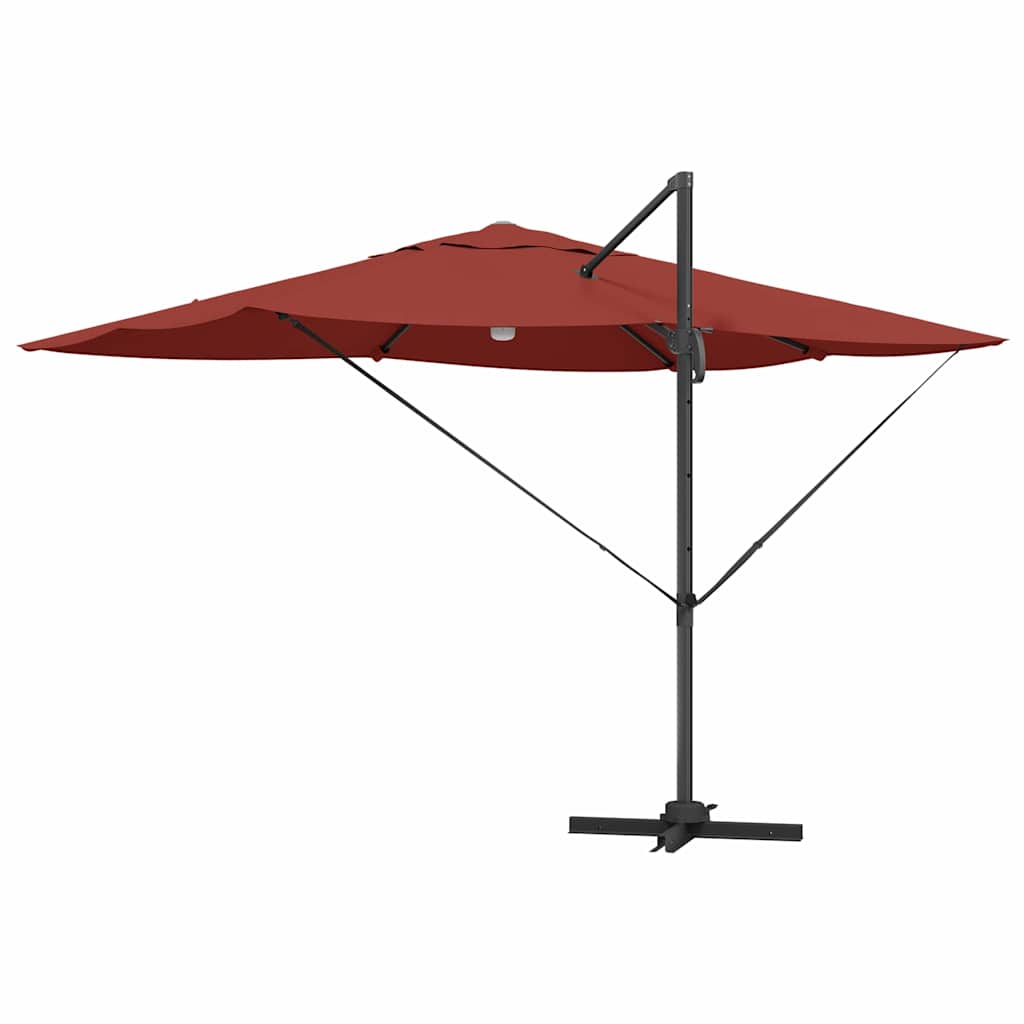Sonnenschirm mit LED-Lichtleisten Terrakotta 351 x 250 x 253 cm