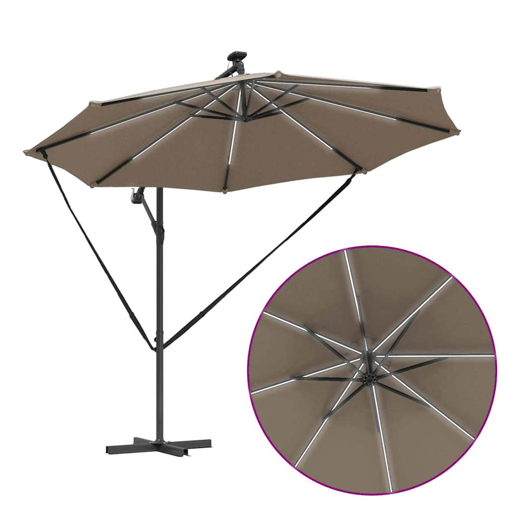 Sonnenschirm Taupe 294 x 294 x 248 cm Polyester und Aluminium