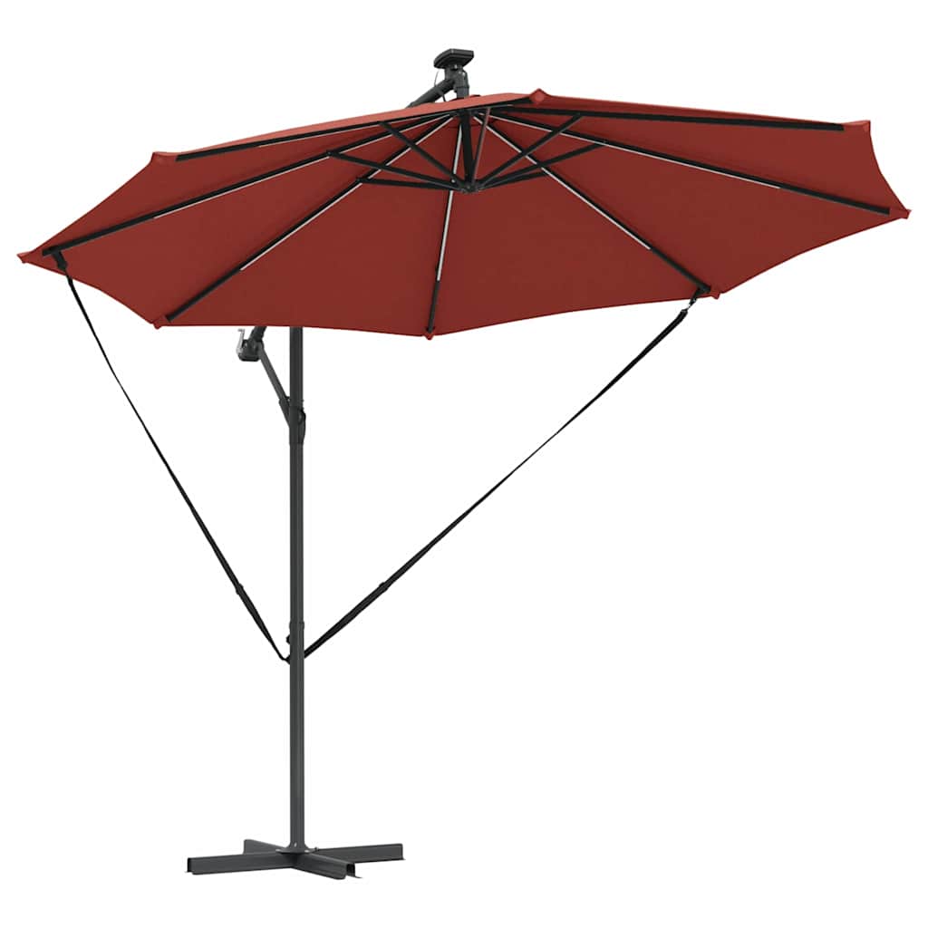 Sonnenschirm mit LED-Lichtleisten Terrakotta 294 x 294 x 248 cm