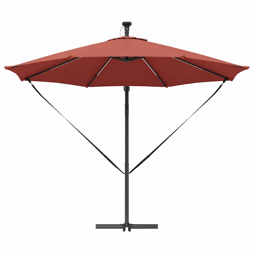Sonnenschirm mit LED-Lichtleisten Terrakotta 294 x 294 x 248 cm