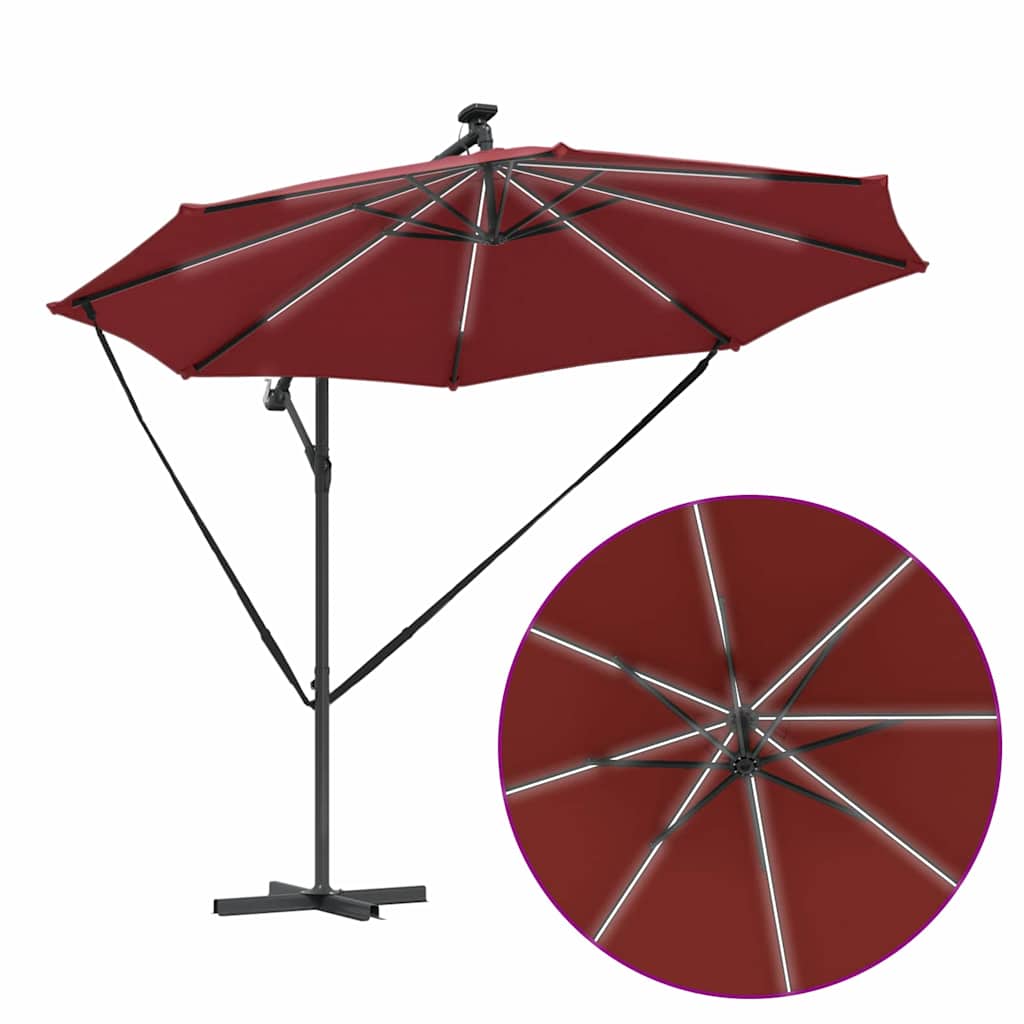 Sonnenschirm mit LED-Lichtleisten Terrakotta 294 x 294 x 248 cm
