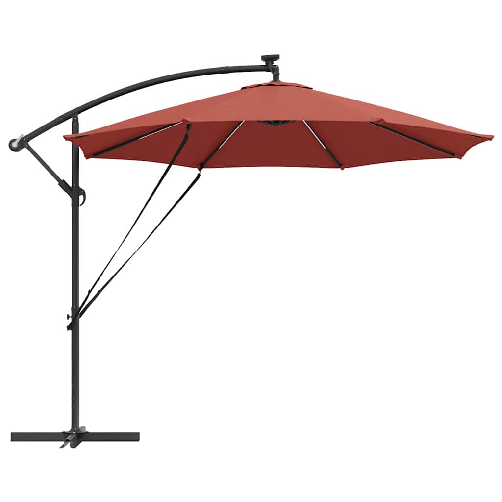 Sonnenschirm mit LED-Lichtleisten Terrakotta 294 x 294 x 248 cm