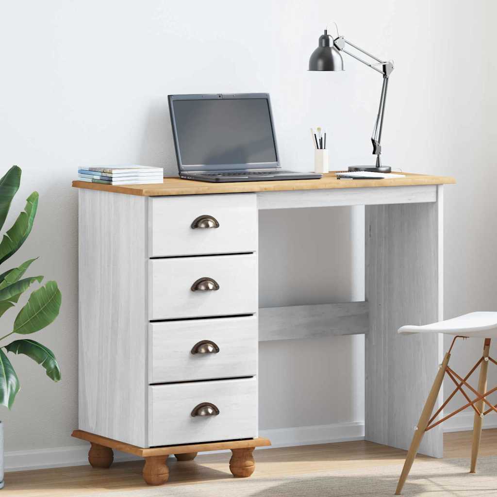 Desk ASKIM White 95 x 40 x 75 cm Solid Pine Wood