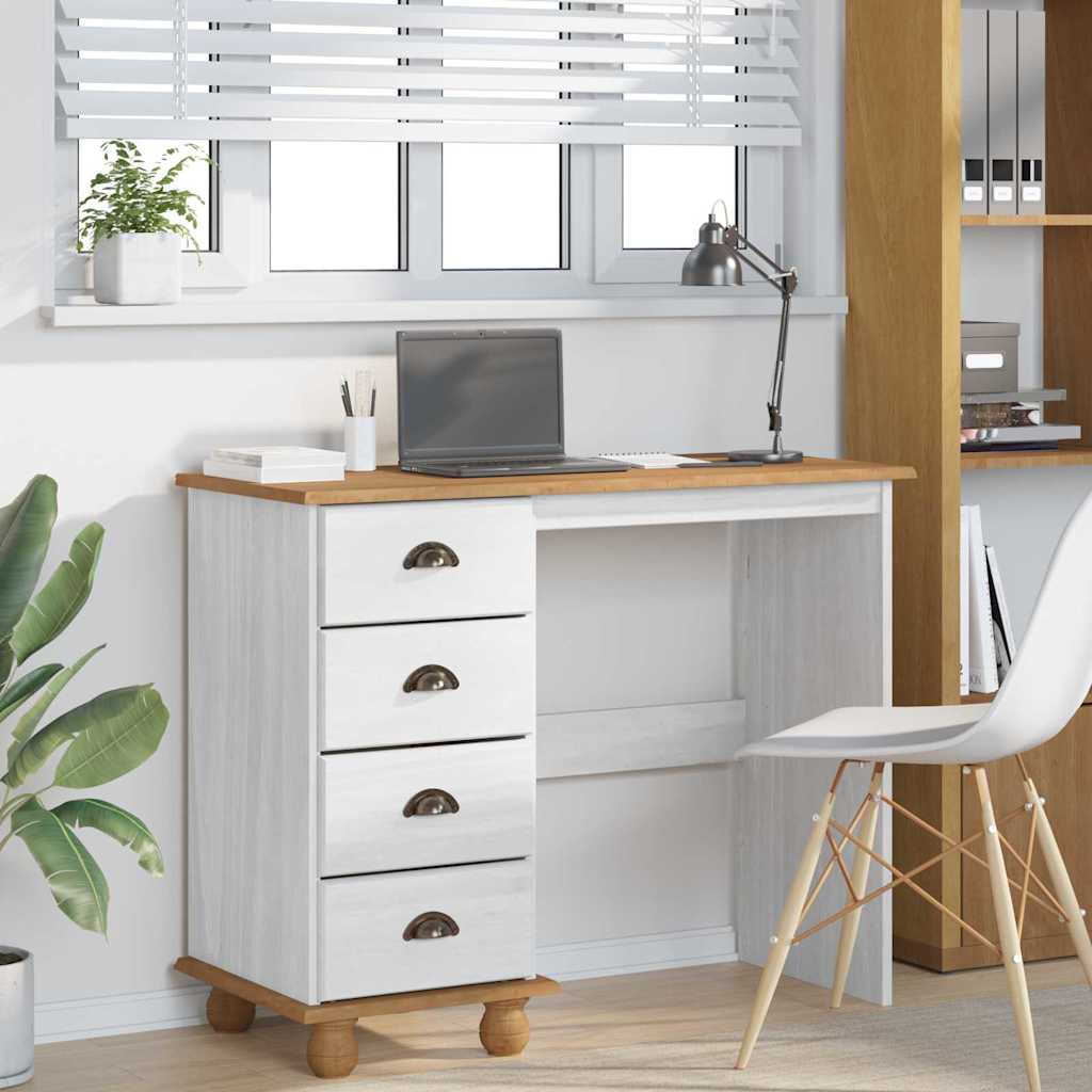 Desk ASKIM White 95 x 40 x 75 cm Solid Pine Wood