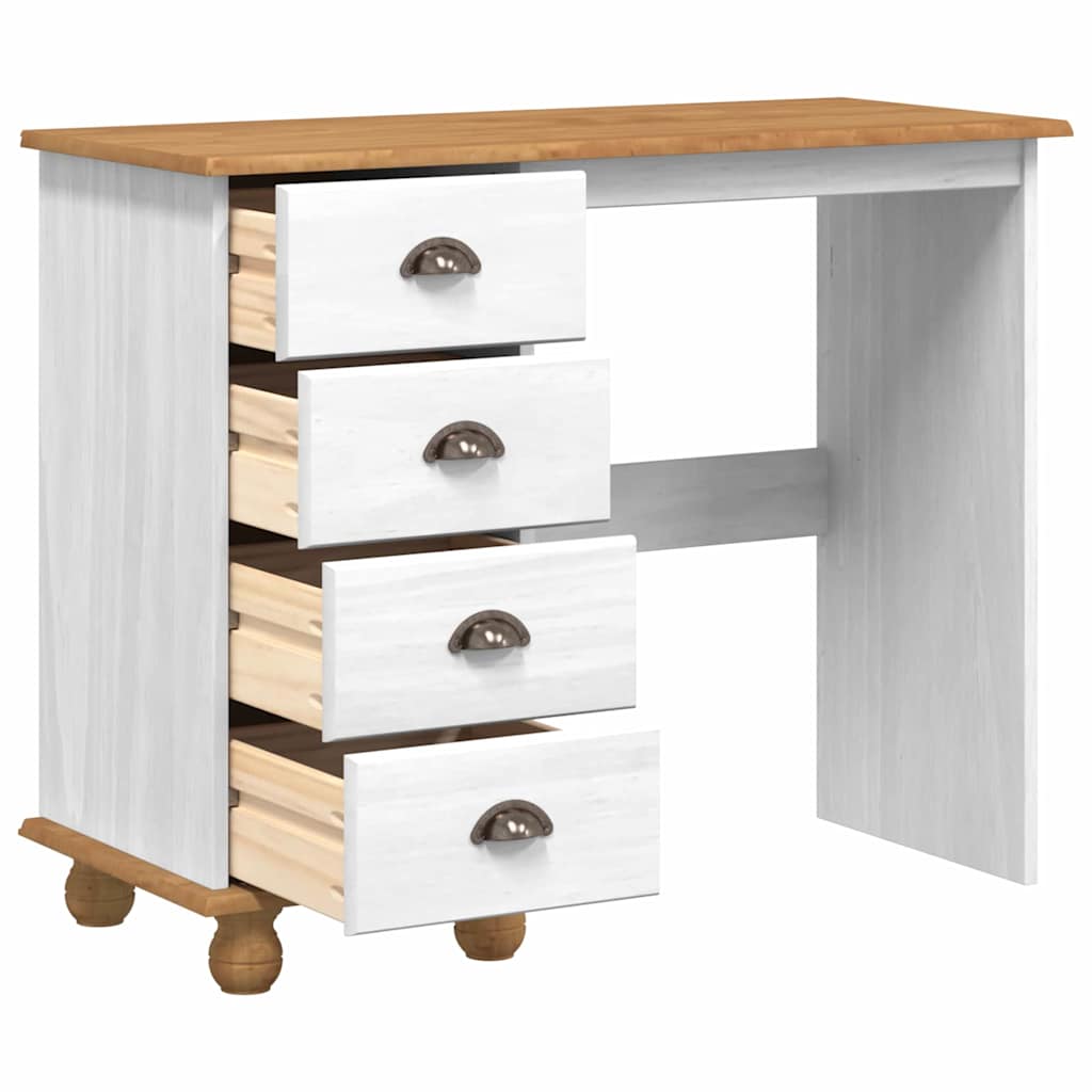 Desk ASKIM White 95 x 40 x 75 cm Solid Pine Wood
