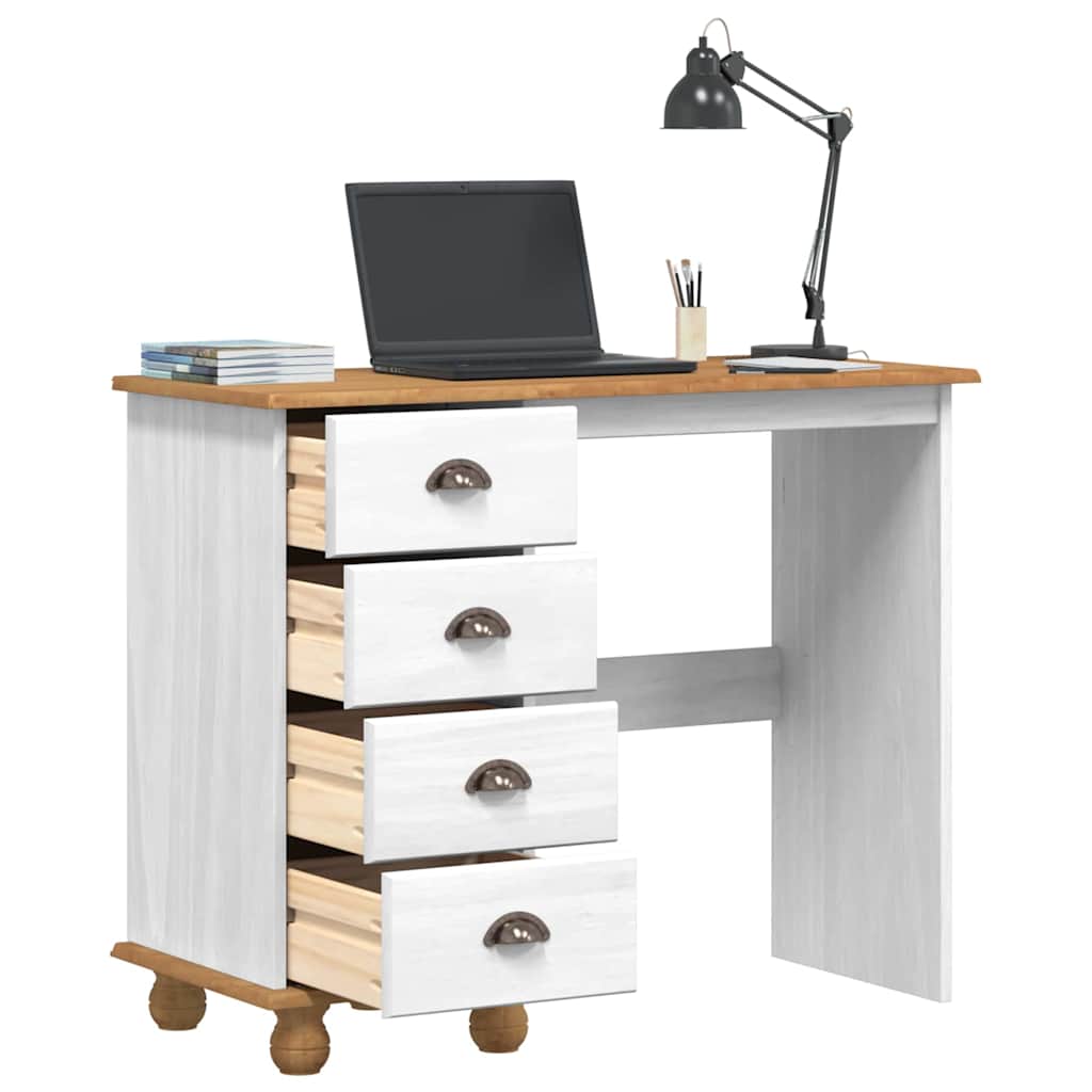 Desk ASKIM White 95 x 40 x 75 cm Solid Pine Wood