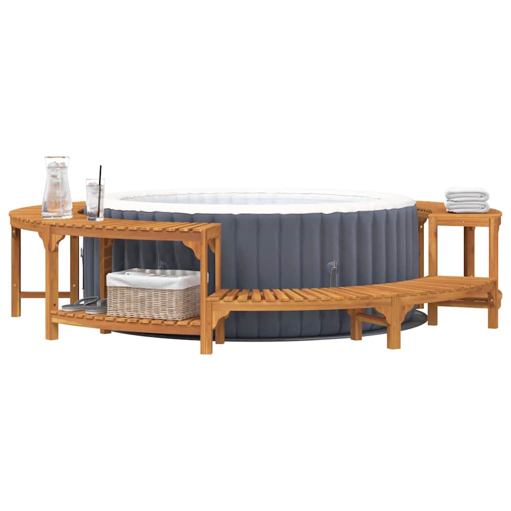 Whirlpool-Umrandung Braun Ø255 x 55,5 cm Massivholz Akazie