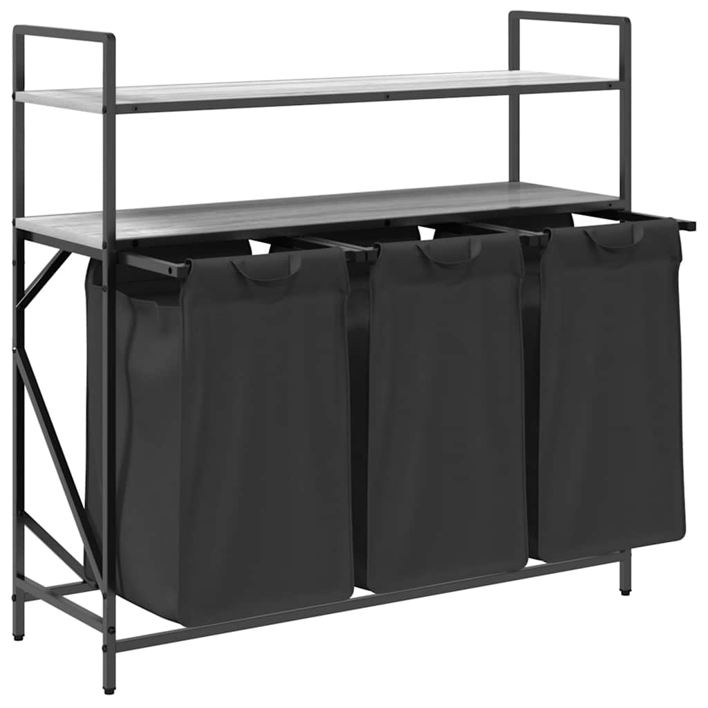 Laundry basket with 3 compartments and shelves, grey Sonoma