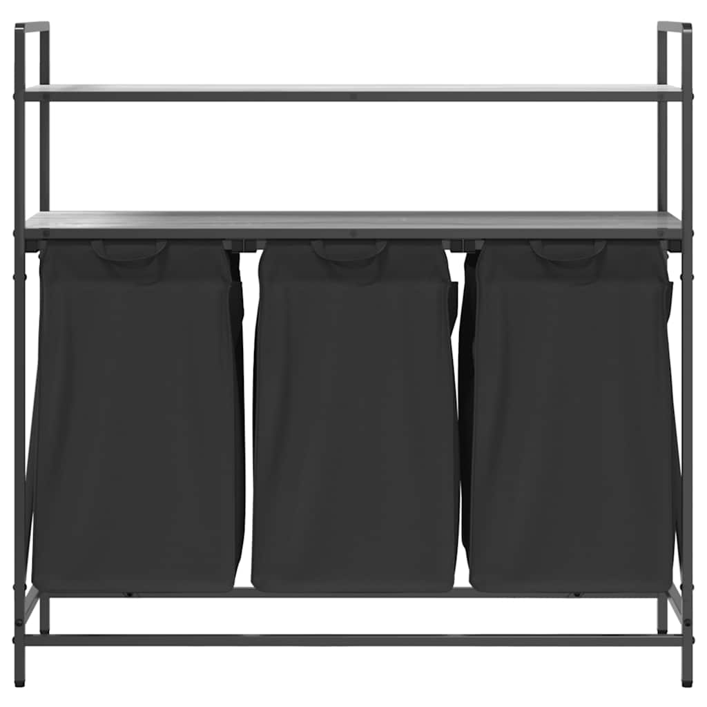 Laundry basket with 3 compartments and shelves, grey Sonoma