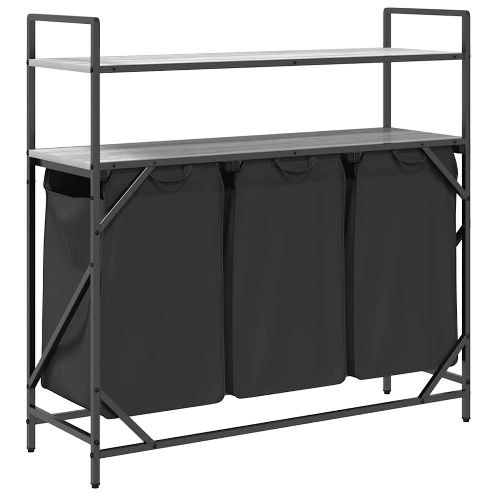 Laundry basket with 3 compartments and shelves, grey Sonoma
