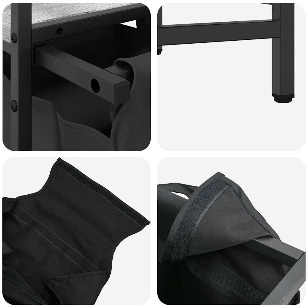 Laundry basket with 3 compartments and shelves, grey Sonoma