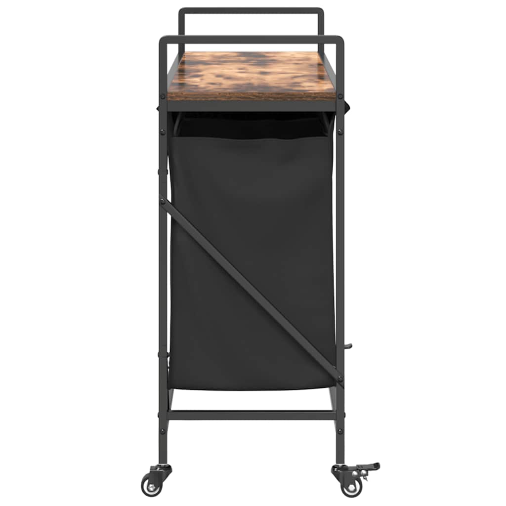 Laundry Basket with 3 Compartments and Wheels Smoked Oak