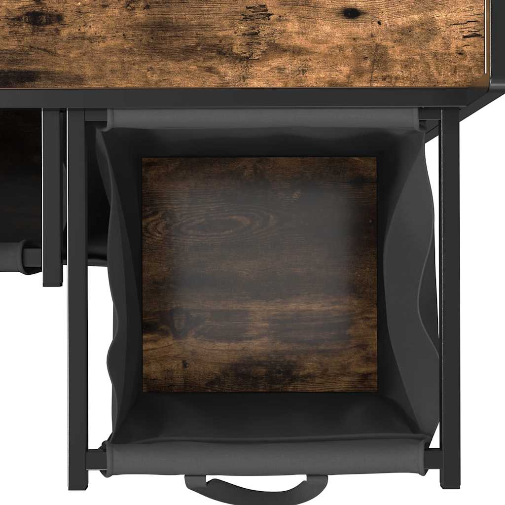 Laundry Basket with 3 Compartments and Wheels Smoked Oak