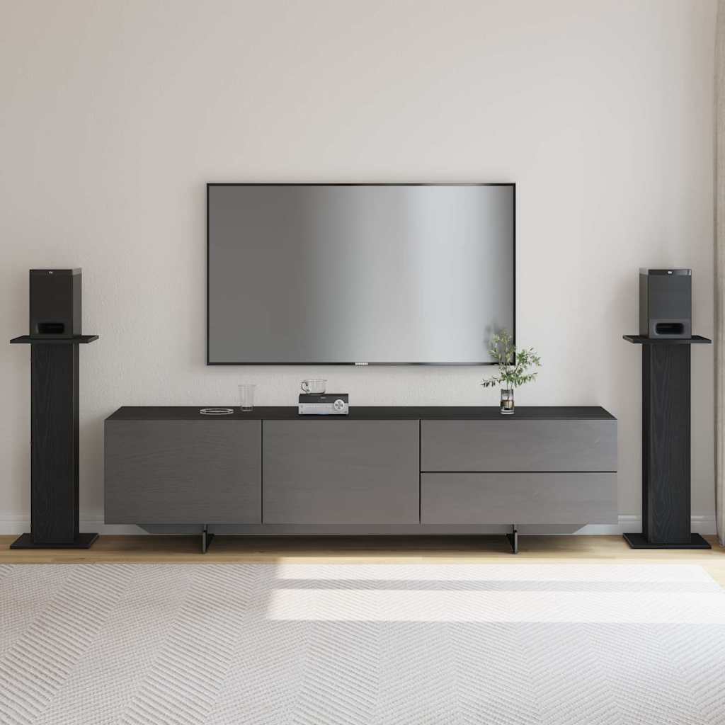 Lautsprecherständer 2 pcs Schwarz Eichen-Optik 30 x 30 x 80 cm