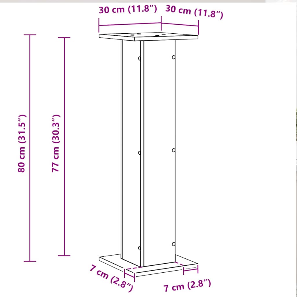Lautsprecherständer 2 pcs Schwarz Eichen-Optik 30 x 30 x 80 cm
