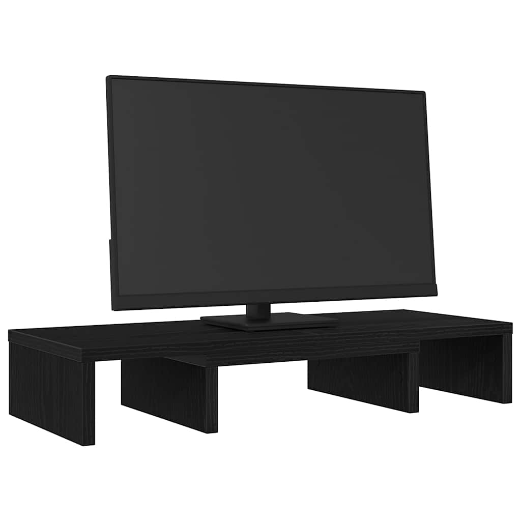 Monitorständer Verstellbar Schwarz Eichen-Optik 60x24x10,5 cm