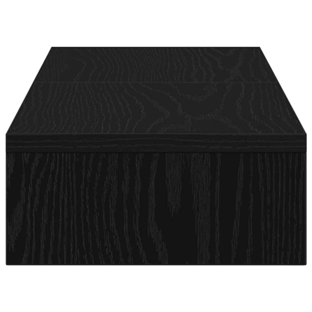 Support d'écran réglable Noir aspect chêne 80x24x10,5 cm