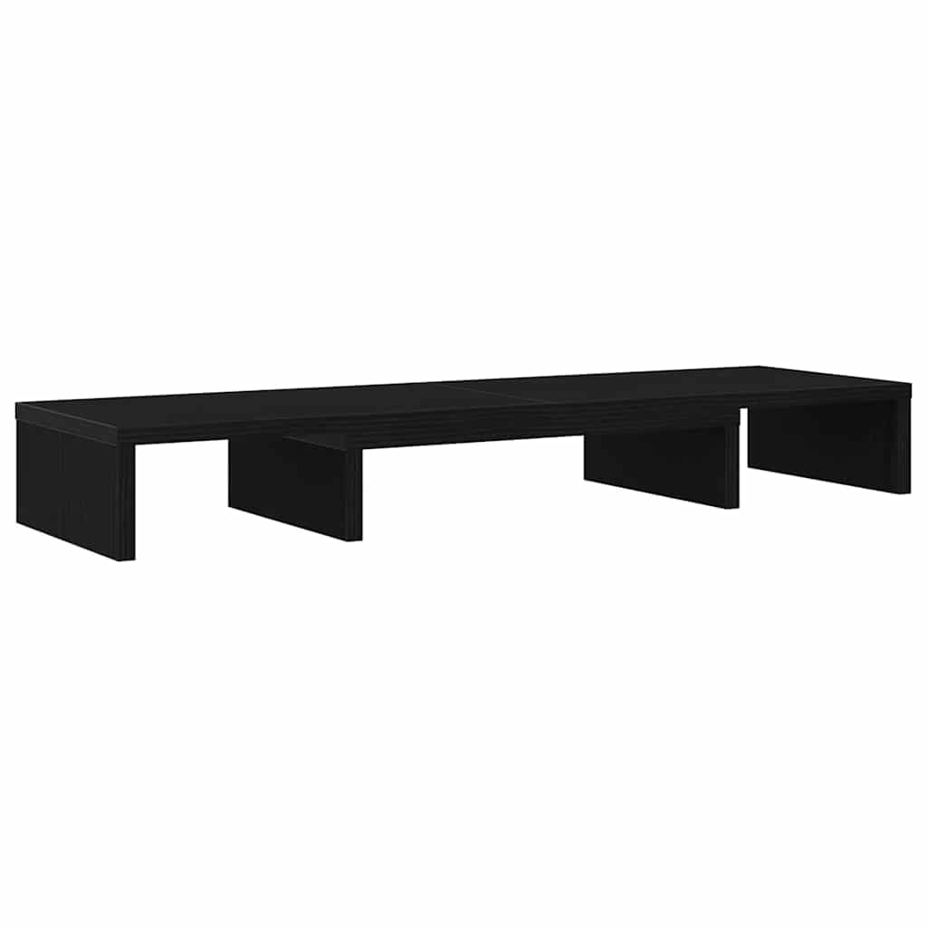 Support d'écran réglable Noir aspect chêne 80x24x10,5 cm