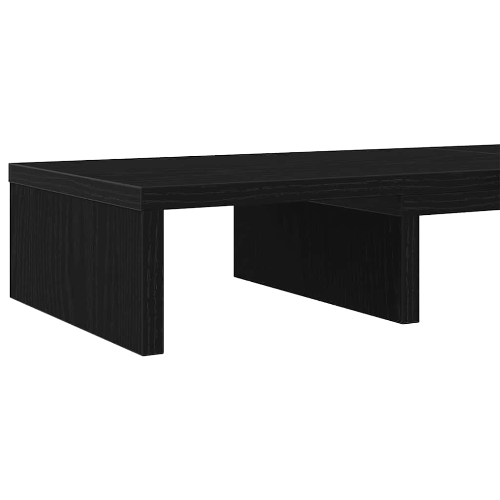 Support d'écran réglable Noir aspect chêne 80x24x10,5 cm