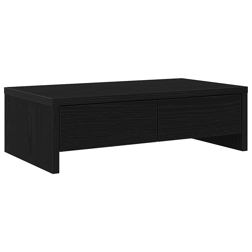 Monitor Stand with Drawers Black Oak Look 50x27x15 cm