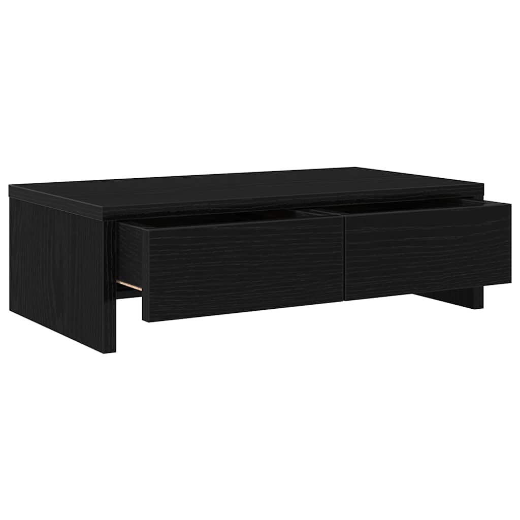 Monitor Stand with Drawers Black Oak Look 50x27x15 cm