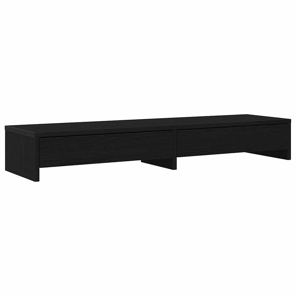 Monitor stand with drawers Black Oak-look 100x27x15 cm