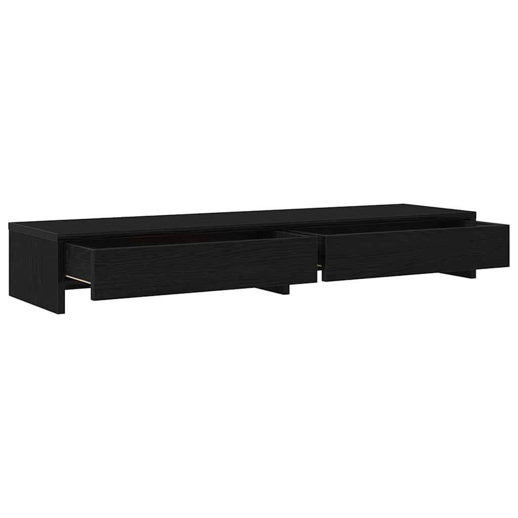 Monitor stand with drawers Black Oak-look 100x27x15 cm