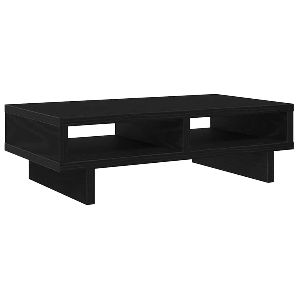 Support-moniteur noir aspect chêne 50x27x15 cm panneau de particules