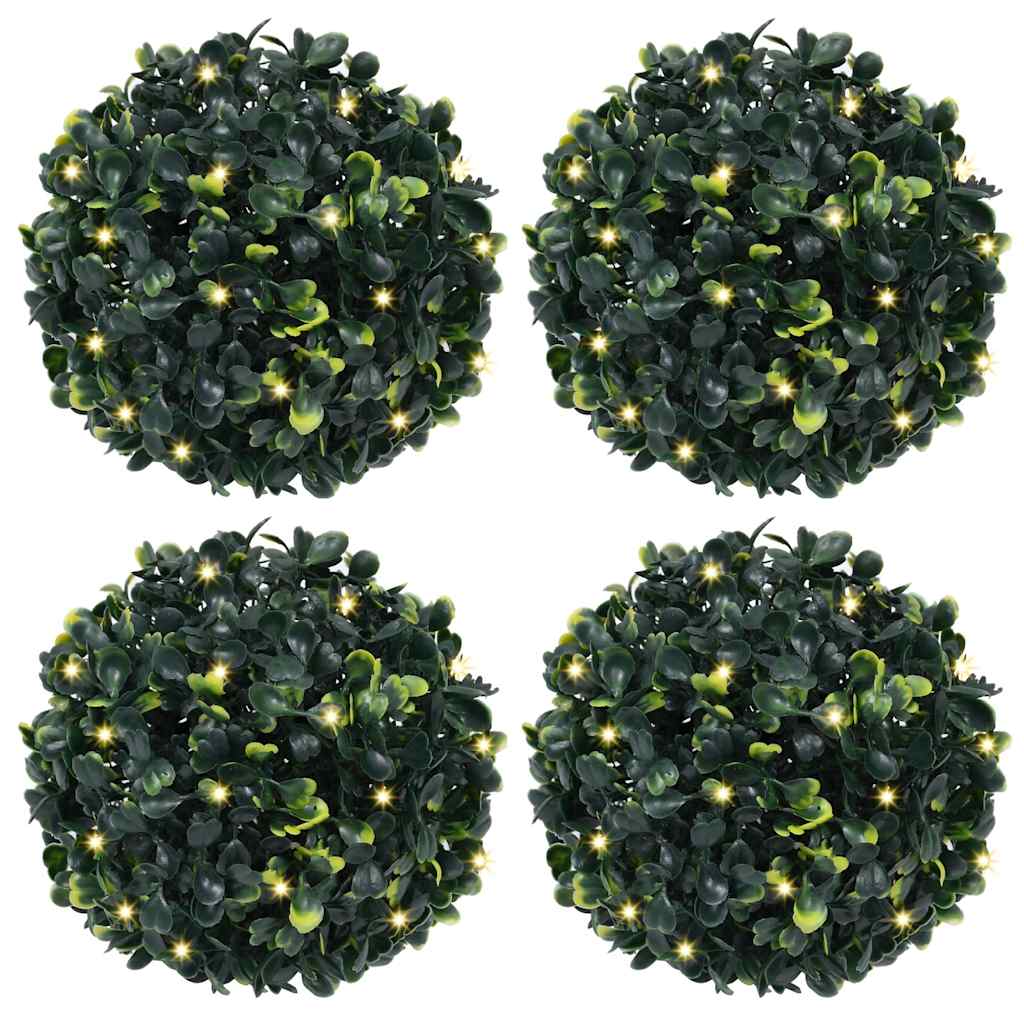 Artificial Boxwood Balls with LED Lights 4 Pcs. Green 12 cm