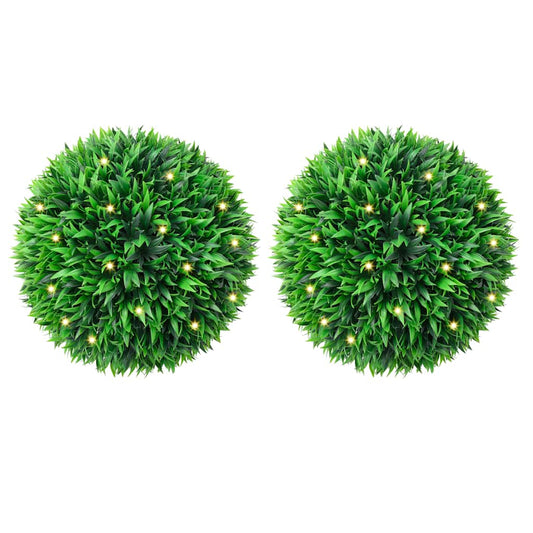 Boules de buis artificielles avec lumières LED 2 pcs Vert 47 cm