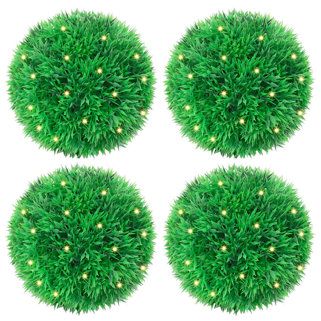 Boules de buis artificielles avec lumières LED 4 p. Vert 12 cm
