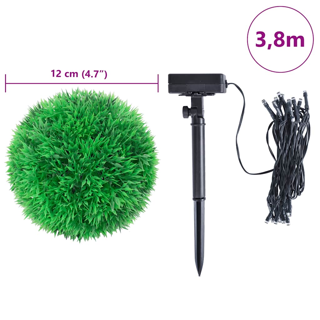 Boules de buis artificielles avec lumières LED 4 p. Vert 12 cm