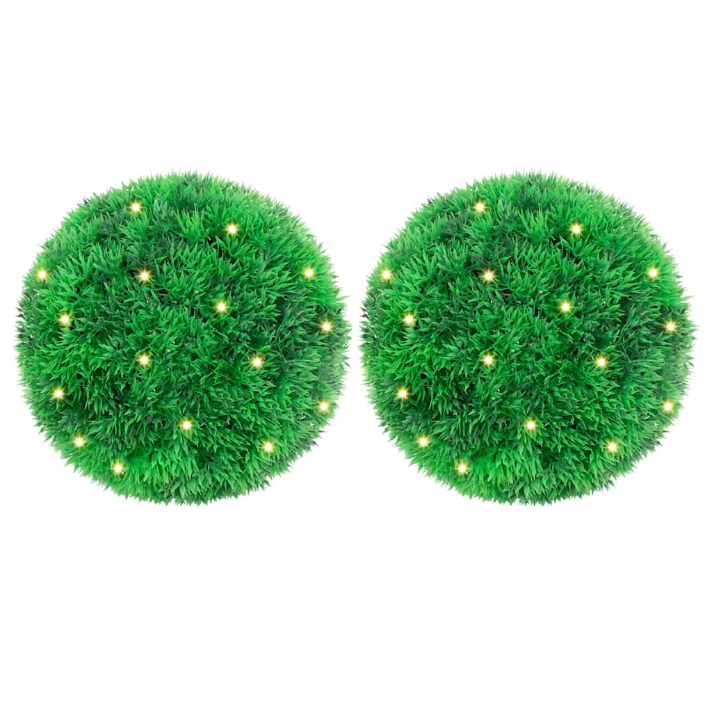 Artificial Boxwood Spheres with LED Lights 2 pcs Green 22 cm